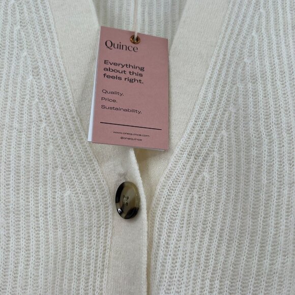 Quince Ivory Baby Alpaca-Merino Wool Cropped Cardigan sz L Women's Button Front - Picture 2 of 6